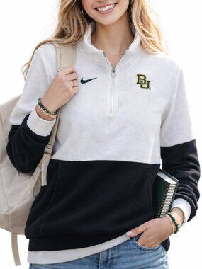 NWOT Nike BU Baylor Bears 1/4 Zip Micro Fleece Black White Pullover Jacket S